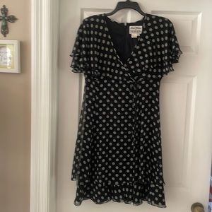 100% silk Black polka dot dress size 6